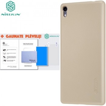 Nillkin f. shield dėklas auksinis + plėvelė (Sony xperia xa ultra telefonui)